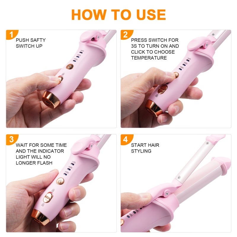 Wireless Hair Curler: Pink Rechargeable Hair Styler - Dual Function Hair Curling Iron for On-the-go Hair Styling and Home Use - Image 4