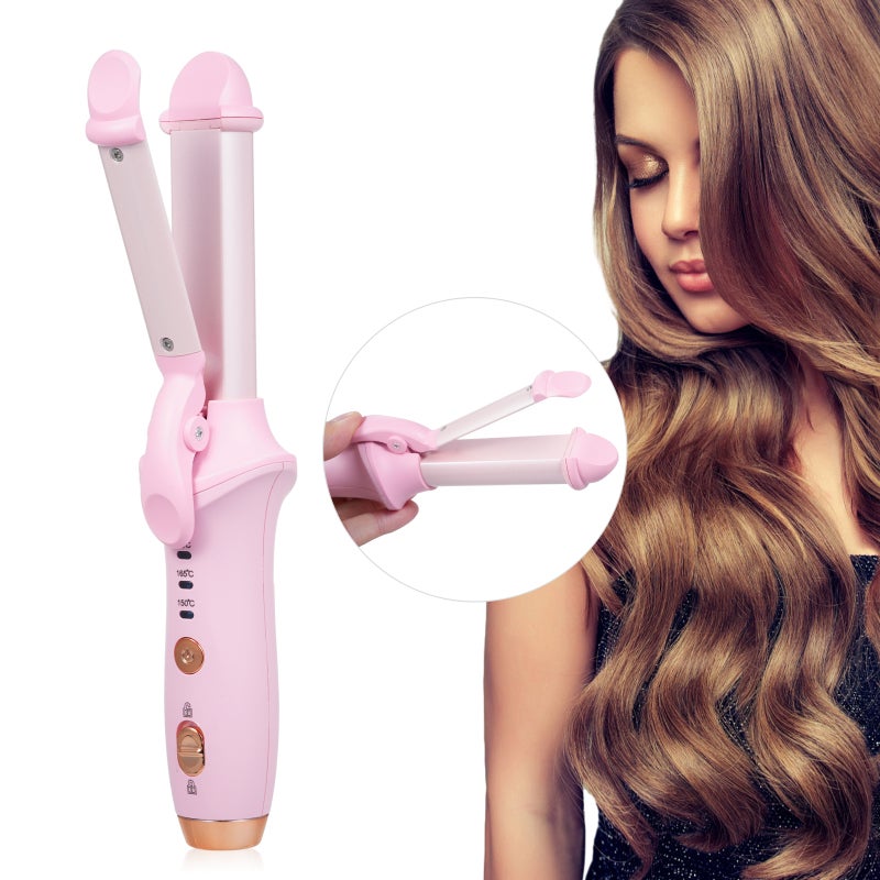Wireless Hair Curler: Pink Rechargeable Hair Styler - Dual Function Hair Curling Iron for On-the-go Hair Styling and Home Use - Image 3