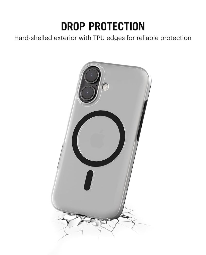 Daily Objects غطاء ماغسيف أسود من البولي كربونات لهاتف آيفون 16 متوافق مع الشحن اللاسلكي ماغسيف | غطاء خلفي مغناطيسي هجين أسود - Image 4