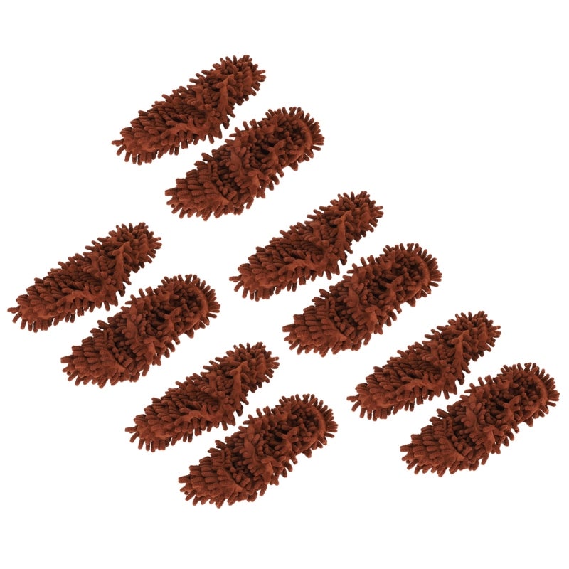 Chenille Mop Slippers: Brown Chenille Fiber Material, Strong Decontamination & Water Absorption - Reusable, Machine Washable Floor Cleaning Shoes for Household Floor Cleaning, Adults and Children - Image 5