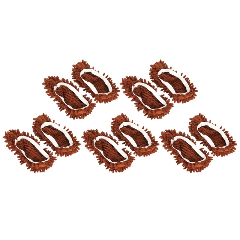 Chenille Mop Slippers: Brown Chenille Fiber Material, Strong Decontamination & Water Absorption - Reusable, Machine Washable Floor Cleaning Shoes for Household Floor Cleaning, Adults and Children - Image 1