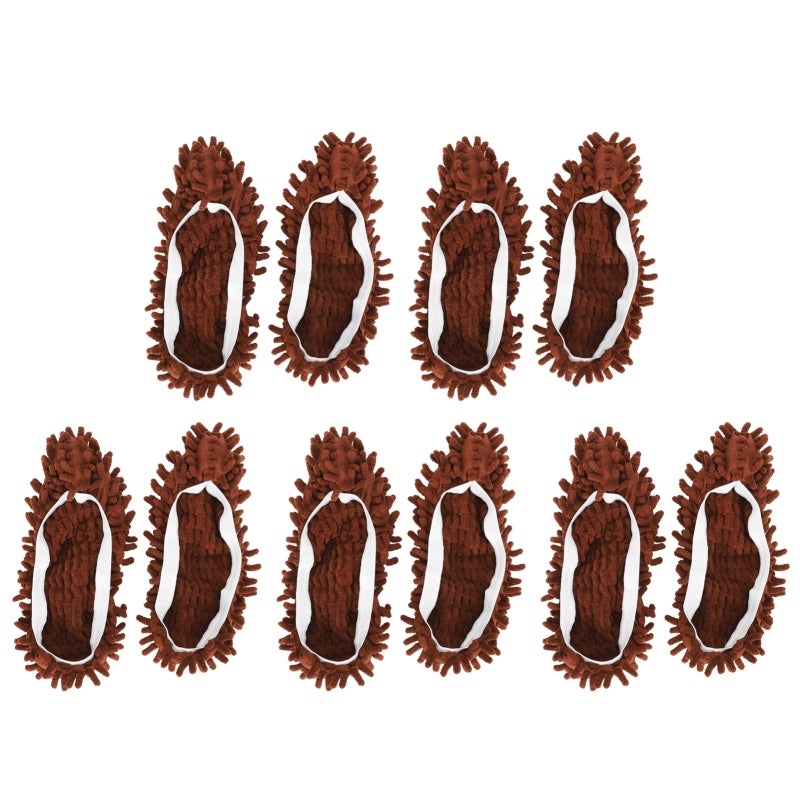 Chenille Mop Slippers: Brown Chenille Fiber Material, Strong Decontamination & Water Absorption - Reusable, Machine Washable Floor Cleaning Shoes for Household Floor Cleaning, Adults and Children - Image 3