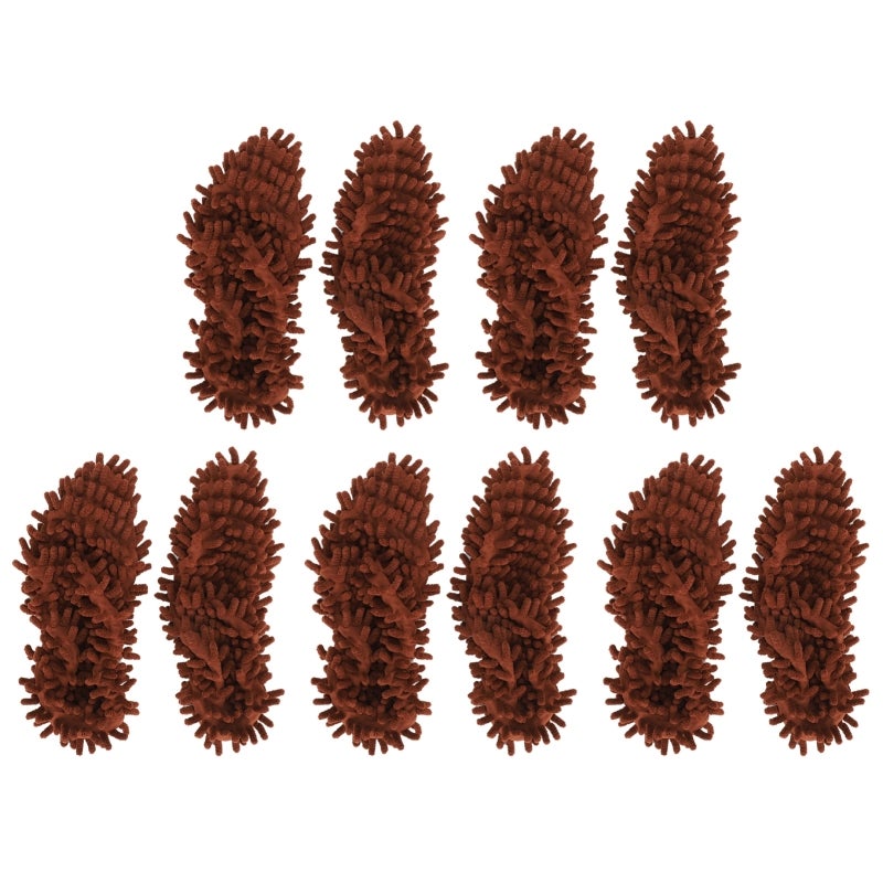Chenille Mop Slippers: Brown Chenille Fiber Material, Strong Decontamination & Water Absorption - Reusable, Machine Washable Floor Cleaning Shoes for Household Floor Cleaning, Adults and Children - Image 2