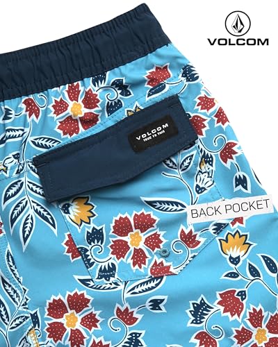 Volcom Boys Swim Trunks - UPF 50+ Quick Dry Board Shorts with Drawstring Waist - Bathing Suit Swimsuit for Boys (Size: 8-16), Size 10-12, Blue Floral - Image 4