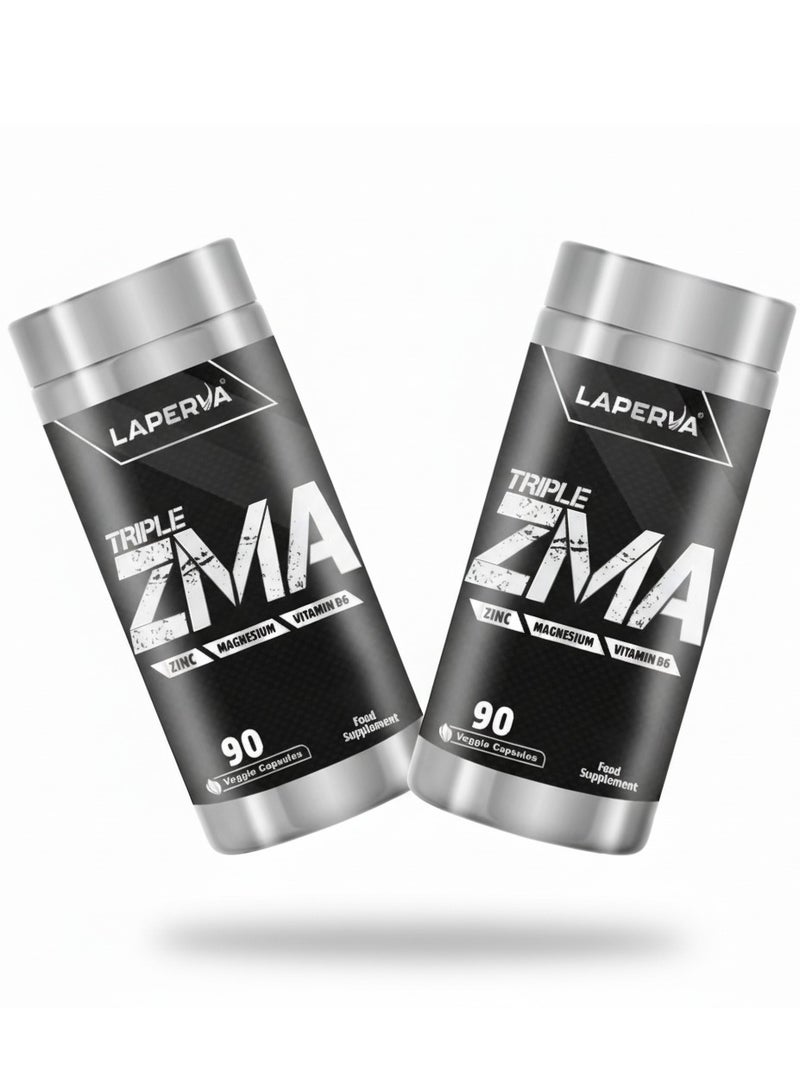 Laperva Triple ZMA, Maintains Testosterone Levels, Supports the Nervous System, 90 Veggie Capsules, Pack of 2 - Image 1