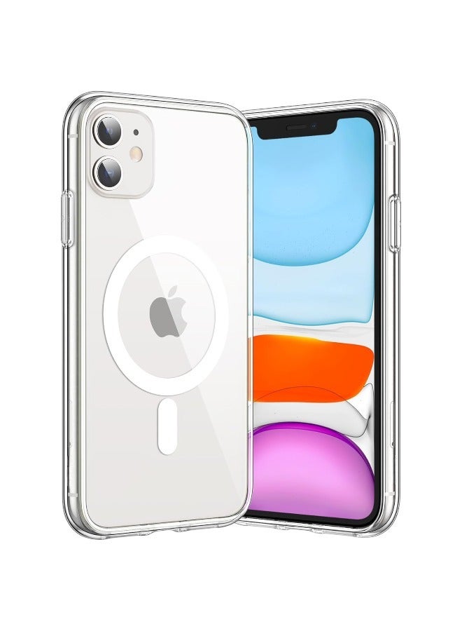 Magnetic Case for (iPhone 11) 6.1 Inch, Compatible with MagSafe Wireless Charging, Anti-Scratch Bumper Cover (Clear), TPU - PC - Image 1