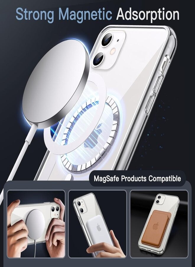 Magnetic Case for (iPhone 11) 6.1 Inch, Compatible with MagSafe Wireless Charging, Anti-Scratch Bumper Cover (Clear), TPU - PC - Image 3