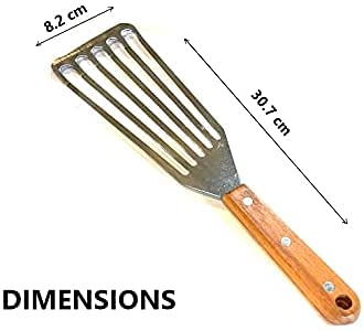 we3 Stainless Steel Fish Spatula with Wide Slotted Blade & Wooden Handle Heat Resistant Fish Turner Spatula for Cooking Flipping Frying Tuna Steak Eggs Pancake (Pack of 2) - Image 2