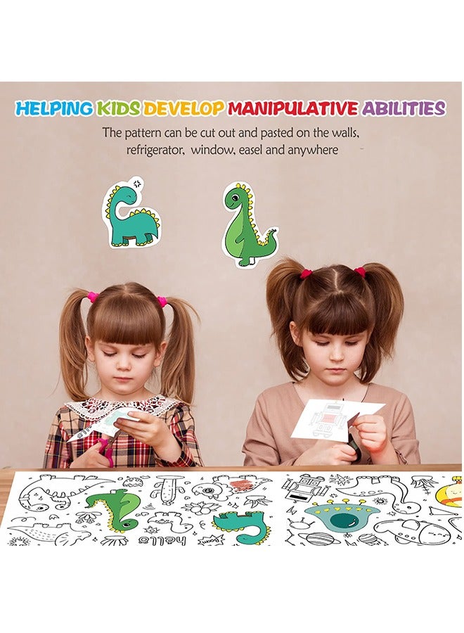 2 Pcs Children's Drawing Roll, Coloring Paper Roll for Kids, 300×30 CM Sticky DIY Painting Drawing Paper Rolls for Toddler, Wall Coloring Paper Stickers (Dinosaurs & Food)  - Image 5