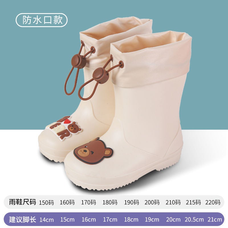 Children'S Rain Boots Cartoon Boys And Girls Kindergarten Baby Waterproof Shoes Rubber Shoes Drawstring Non-Slip Rain Boots Overshoes - Image 1