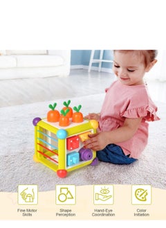 SYOSI Activity Cube Toys, 6-in-1 Montessori Wooden Toys for Toddlers, Carrot Harvest Shape Sorter, Color Matching Puzzle Toy for Early Development for Toddler for Boy Girl  - Image 3