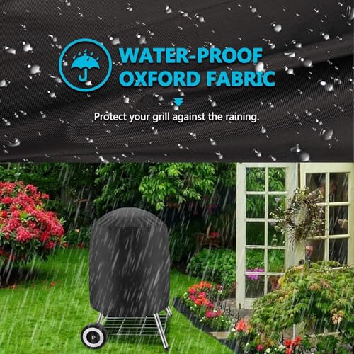 Linkstyle Round BBQ Cover, Kettle Grill Cover fit for Weber Charcoal Kettle Char-Broil, Waterproof Dome Smoker Cover, 24" D x 28.5" H - Image 4