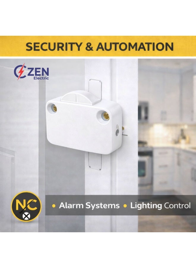 CZEN ELECTRIC Cabinet Door Push Button Switch (NC), 2A 250V Normally Closed Door Switch, Wardrobe & Cabinet Light Control, Black Inline Furniture Switch (White) - Image 5