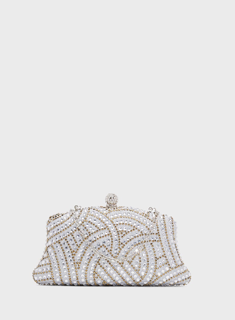 حقيبة يد مزينة بنقش مجوهرات