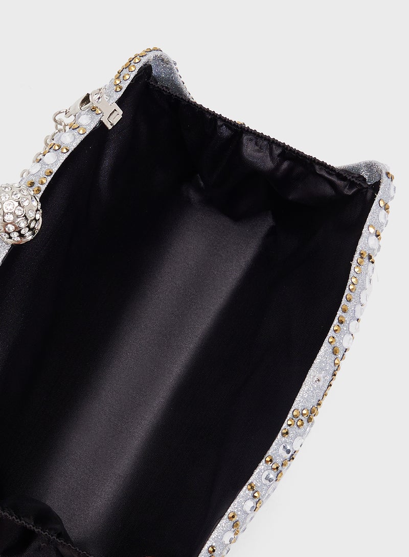 حقيبة يد مزينة بنقش مجوهرات