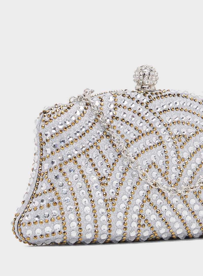 حقيبة يد مزينة بنقش مجوهرات