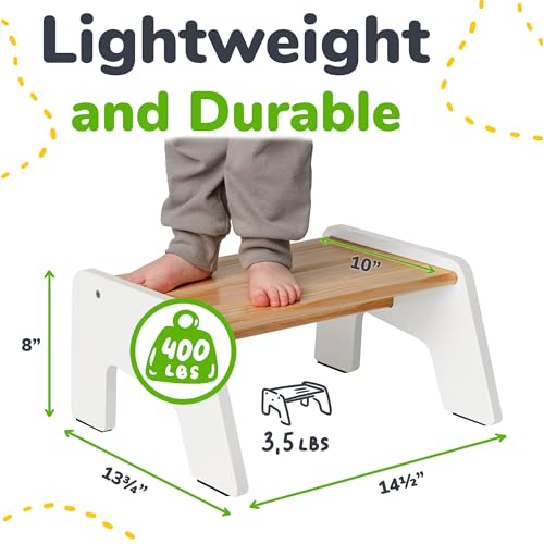 OCODILE 1Step Wooden Step Stool for Toddlers Kids Step Stool for Bathroom Sink Kitchen and Potty Training NonSlip Stool for Toilet Independence Wooden Step for Children Ages 2 White - Image 3