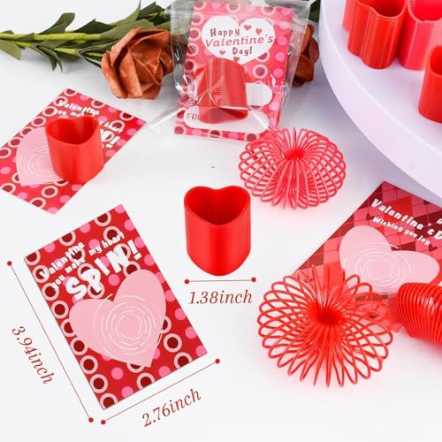 TATWOQ 24 PCS Mini Coil Spring Fidget Toys with Cards Bulk Stress Fidget Toys for Kids Classroom Treasure Box Birthday Party Favors Goodie Bag Stuffers Carnival Prize RedPink - Image 5