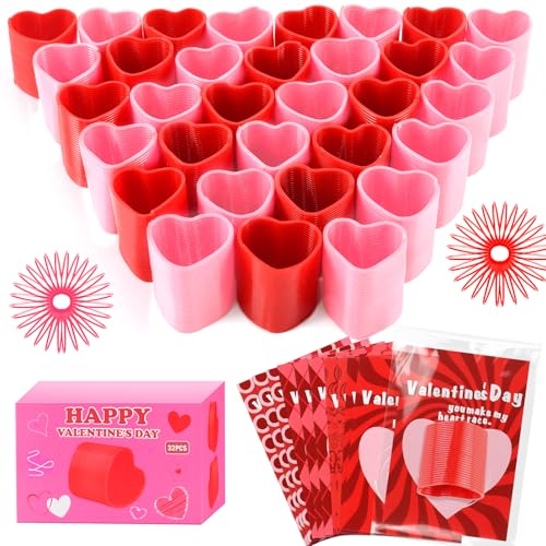 TATWOQ 24 PCS Mini Coil Spring Fidget Toys with Cards Bulk Stress Fidget Toys for Kids Classroom Treasure Box Birthday Party Favors Goodie Bag Stuffers Carnival Prize RedPink - Image 1