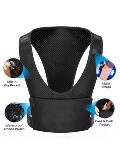 SYOSI Running Vest Chest Phone Holder, Reflective Print Chest Pouch, 2 Functional Pockets, Lightweight Waterproof Sports Waist Bag Running Mobile Bag Backpack Vest Reflective Strip Chest Bag for Men & Women  - Image 3