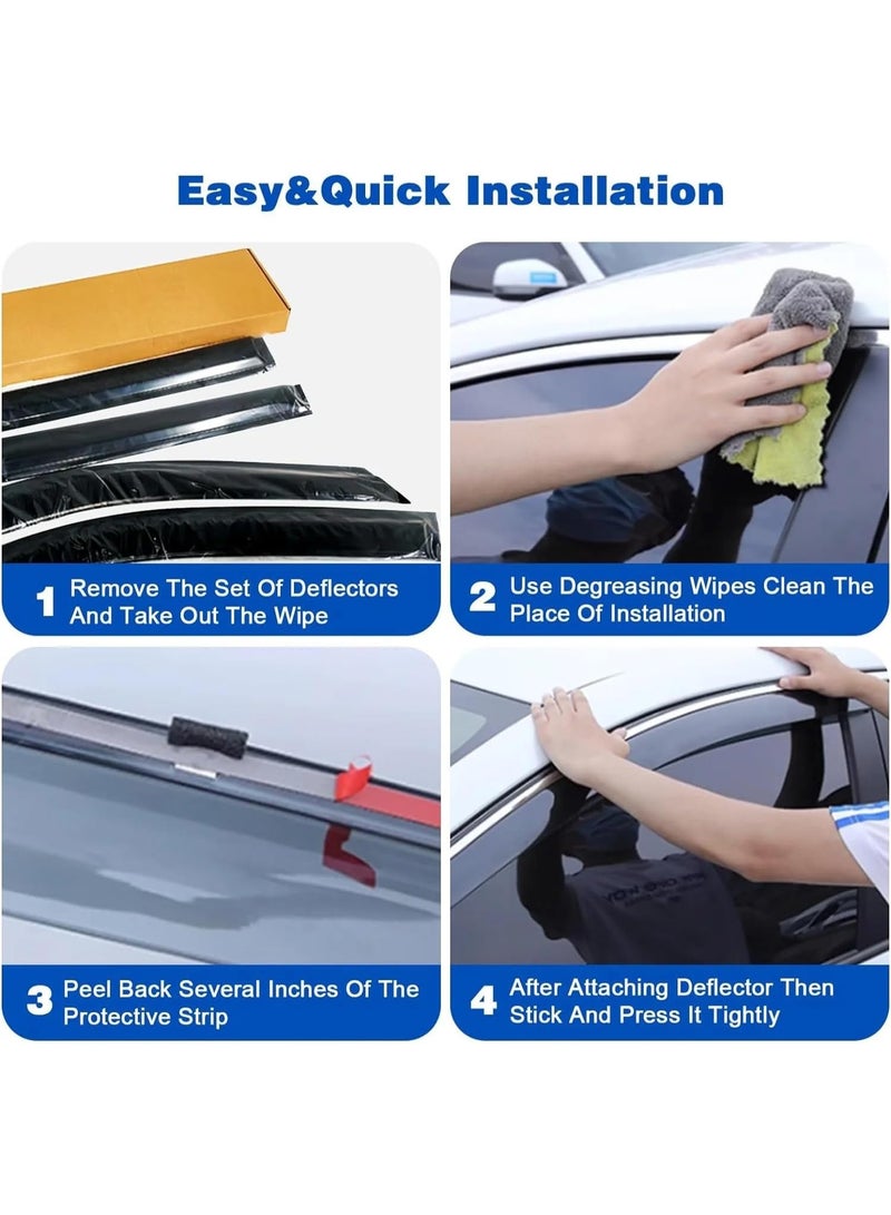 WINCA Car Window Visors Fits Sun Wind Deflector Rain Vent Window Visors Deflectors 4 Pcs Set - Image 5
