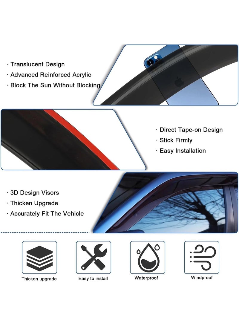 WINCA Car Window Visors Fits Sun Wind Deflector Rain Vent Window Visors Deflectors 4 Pcs Set - Image 4