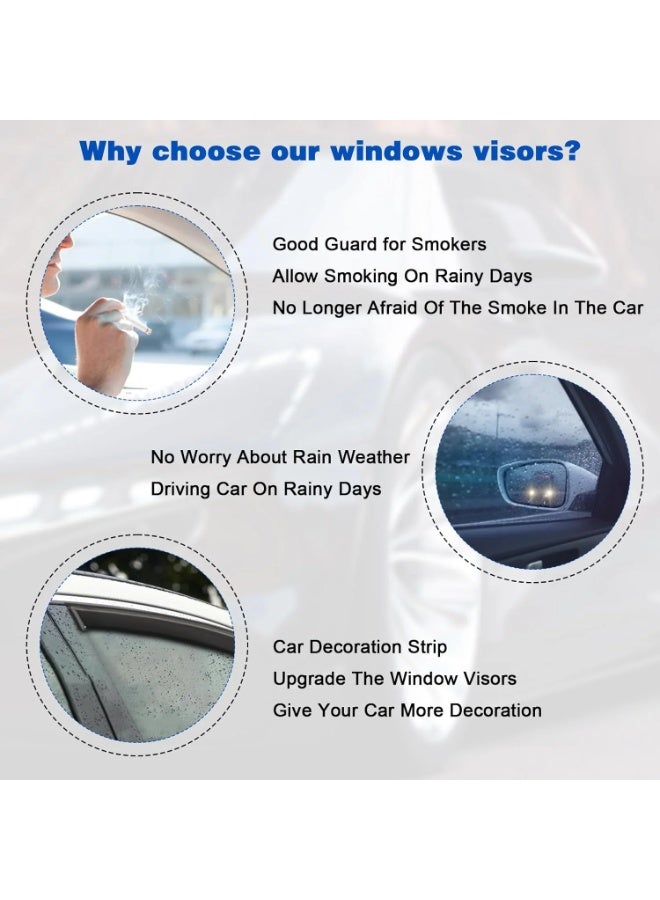 WINCA Car Window Visors Fits Sun Wind Deflector Rain Vent Window Visors Deflectors 4 Pcs Set - Image 2