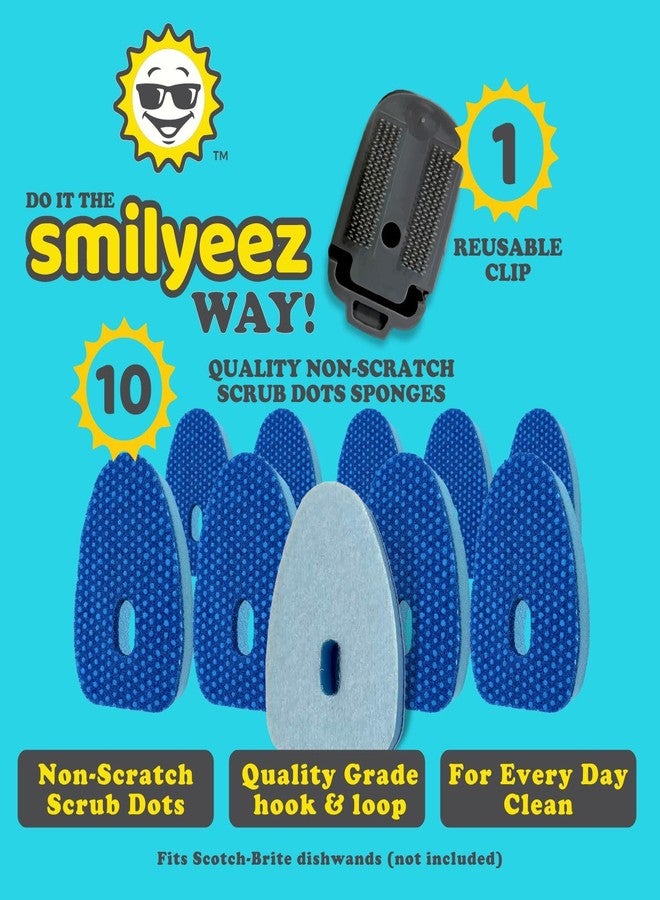Smilyeez No Plastic Blue Dotted Sponge Refill for Scotch-Brite's Dishwand Refill 10 Pack with Adapter - Image 3