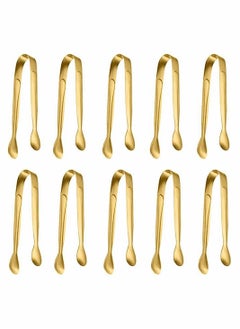 Excefore 10-Piece Stainless Steel Food Tongs, Rock Candy Tongs Small Square Tea Party Coffee Bar Kitchen Tongs  - Image 1