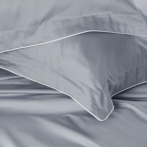 Spread Spain 500 Thread Count Italian Pure Cotton Flat Sheets 108" x 108" Inch Super King Size Bedsheet with 2 Pillow Cases (Cloud) - Image 2
