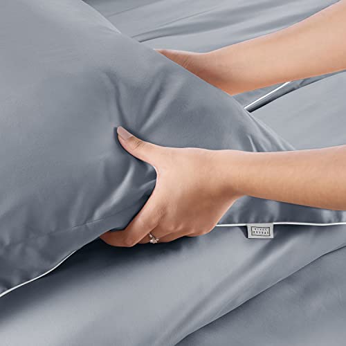Spread Spain 500 Thread Count Italian Pure Cotton Flat Sheets 108" x 108" Inch Super King Size Bedsheet with 2 Pillow Cases (Cloud) - Image 3