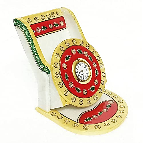 Handicraft Kingdom Mobile Holder for Bed and Table Smartphone Desktop Stand with Inbuilt Small Clock for Office Kitchen Approx Size 45 Inch Wt 1150 Gm Pack of 2 - Image 3