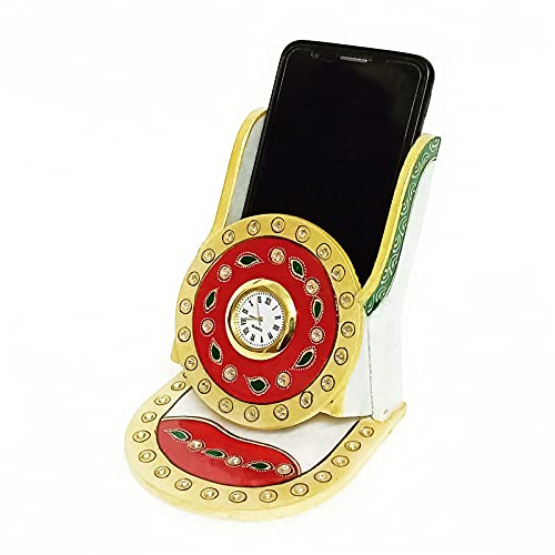 Handicraft Kingdom Mobile Holder for Bed and Table Smartphone Desktop Stand with Inbuilt Small Clock for Office Kitchen Approx Size 45 Inch Wt 1150 Gm Pack of 2 - Image 4