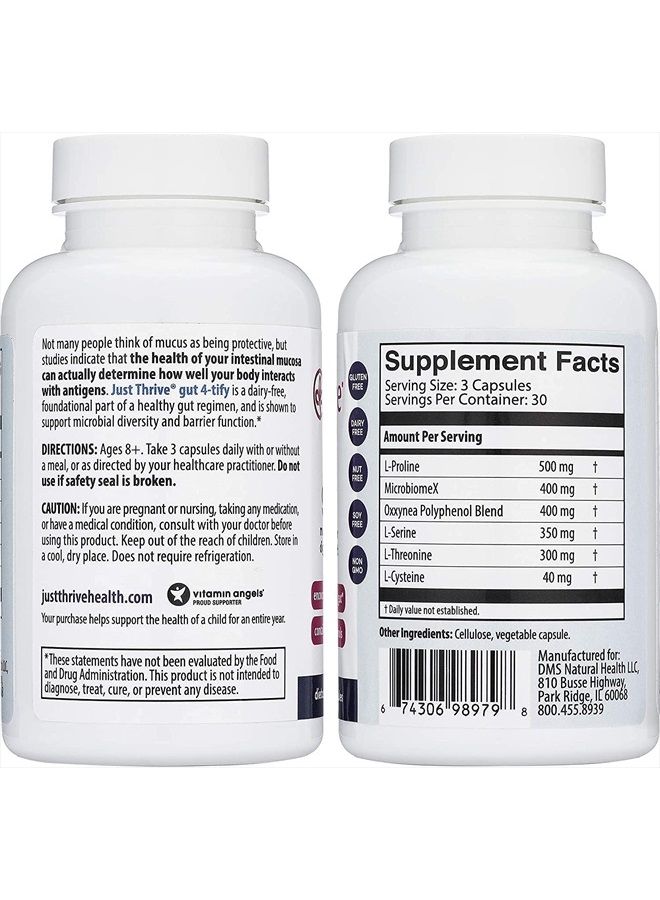 Just Thrive جوت 4-تيفي - دعم معقد لإصلاح الأمعاء مع الأحماض الأمينية، بروبيوتيك - تخفيف الانتفاخ للنساء - 90 كبسولة - Image 2