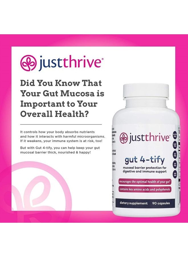 Just Thrive جوت 4-تيفي - دعم معقد لإصلاح الأمعاء مع الأحماض الأمينية، بروبيوتيك - تخفيف الانتفاخ للنساء - 90 كبسولة - Image 3