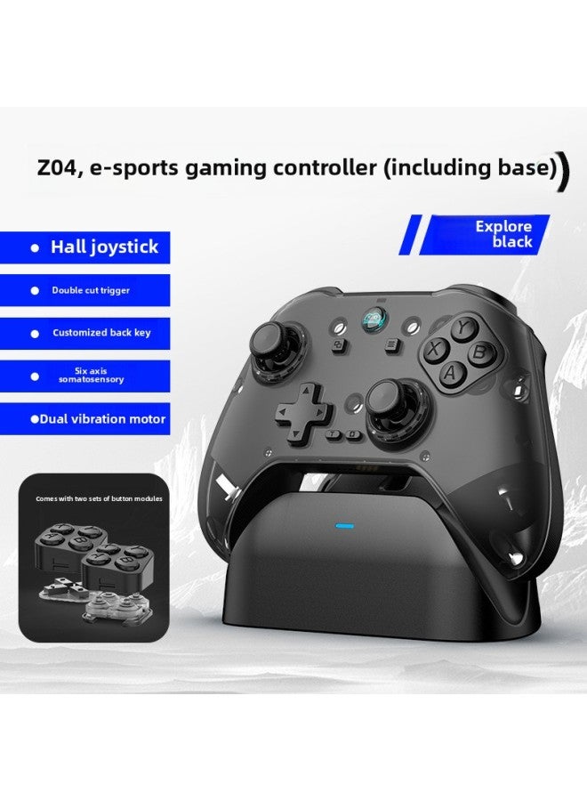 general Z04 Wireless Bluetooth Handle Charging Base Magnetic Surface Shell Gamepad Hall Rocker Android IOS TV PC-Product Color:Black (receiver/charger/micro on) - Image 1