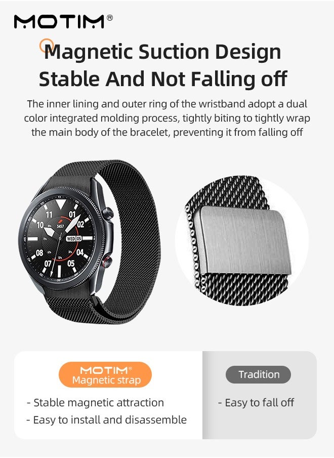 Motim - Stainless Steel Milanese Watch Band Magnetic Loop for Apple watch10/9/8/7/SE/6/5/4/3/2 and Samsung Watch 4, Metal Mesh Replacement Strap, 20mm - Image 1