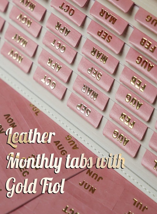 UPAFEXXI-Leather Monthly Tabs, 48 Pcs Planner Tabs, Calendar Month Stickers for Planners, Organizing and Sorting out Notebooks(Pink) - Image 2
