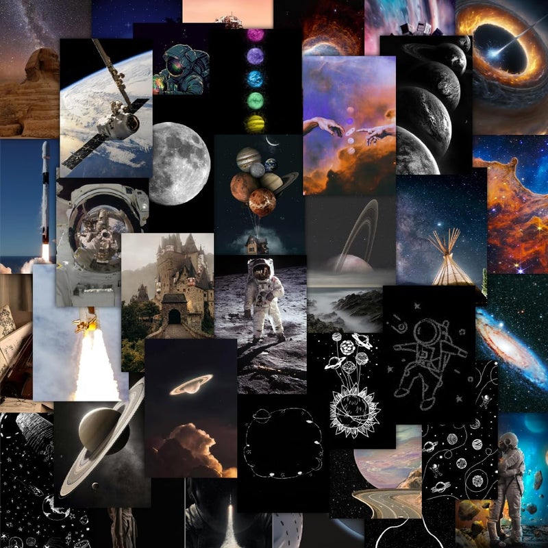 CodersParadise 54 PCS Astronomy Wall Collage Poster Kit Outer Space Moonlight Aesthetic Room Decor 4x6 Photo Collection for Bedroom Teen Boy Girl Dorm Room Decor