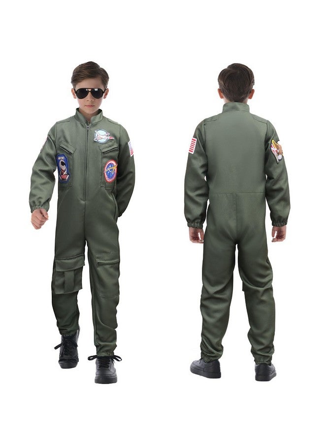 Tacobear Fighter Pilot Costume For Kids Boys Air Force Flight Suit Army Aviator Dress Up Accessory Halloween Birthday Cosplay  - Image 2