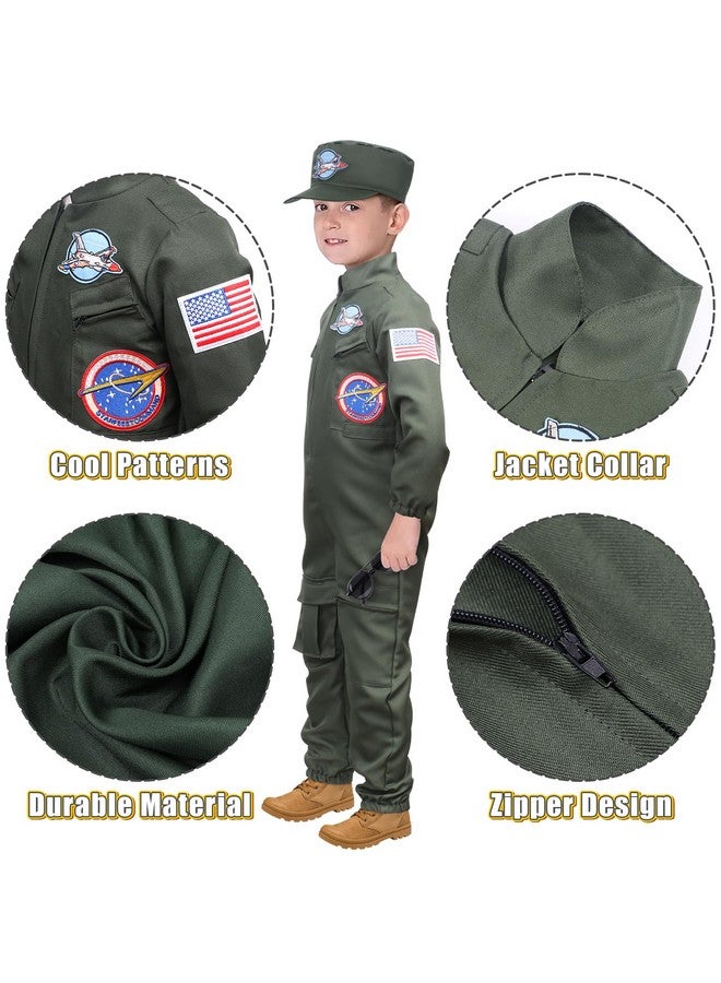 Tacobear Fighter Pilot Costume For Kids Boys Air Force Flight Suit Army Aviator Dress Up Accessory Halloween Birthday Cosplay  - Image 4