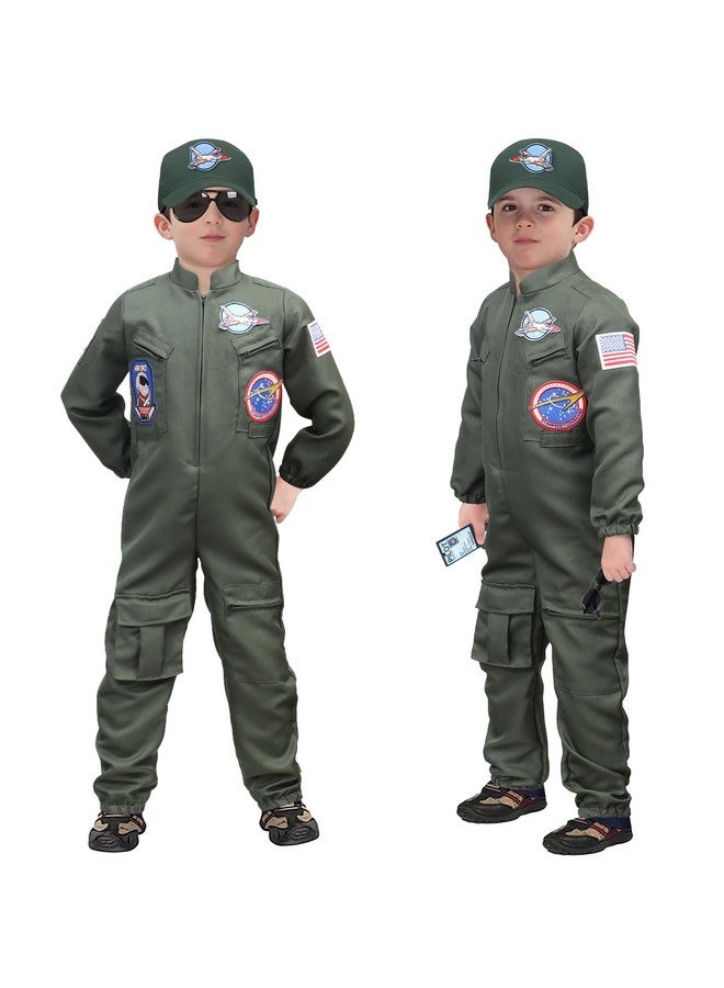 Tacobear Fighter Pilot Costume For Kids Boys Air Force Flight Suit Army Aviator Dress Up Accessory Halloween Birthday Cosplay  - Image 3
