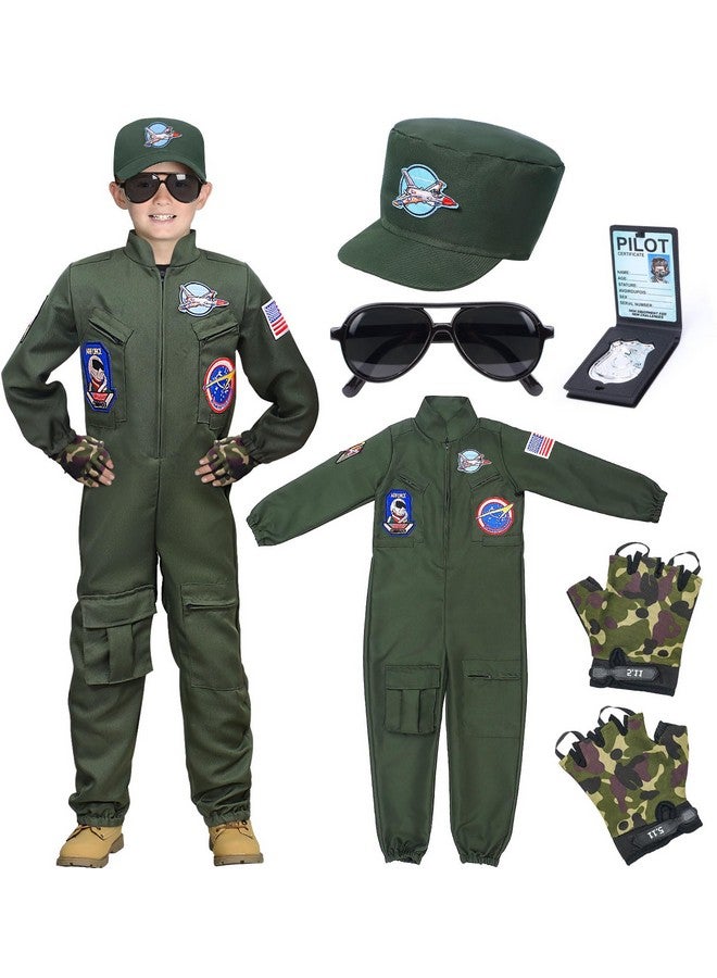 Tacobear Fighter Pilot Costume For Kids Boys Air Force Flight Suit Army Aviator Dress Up Accessory Halloween Birthday Cosplay  - Image 1