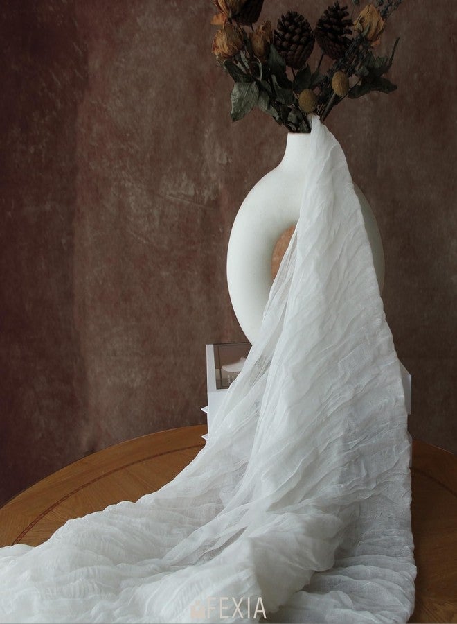 FEXIA White Cheesecloth Table Runner 35x120 Inches Gauze Table Runner for Bridal Shower Wedding Party First Communion Centerpiece Engagement Boho Table Decoration - Image 5