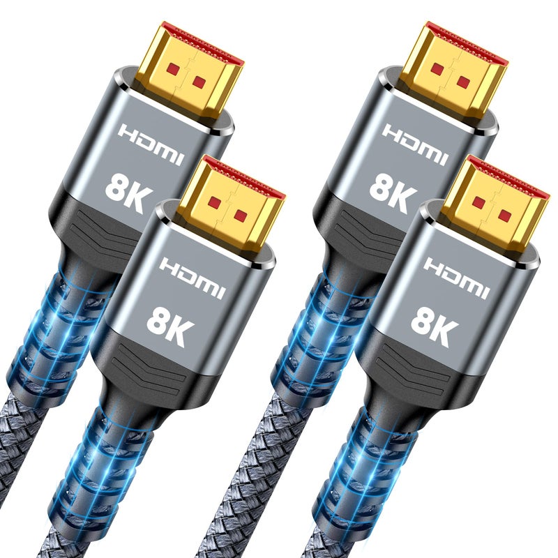 Highwings 8K 2.1 HDMI Cable 3.3FT/1M 2-Pack, 48Gbps High Speed HDMI Braided Nylon Cord-4K120 144Hz 8K60Hz RTX 3090 eARC HDR10 4:4:4 HDCP 2.2&2.3 QMS VRR,Compatible for Laptop,Monitor,Roku TV,HDTV - Image 1
