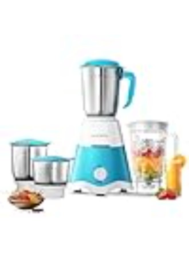 لونج واي Longway Super Dlx Juicer Mixer Grinder | Up to 750 Watt Powerful Motor | 4 Jars for Grinding, Mixing, Juicing | 2 Year Warranty | Blue & White - Image 1