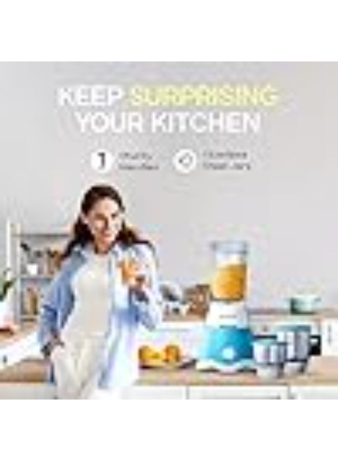 لونج واي Longway Super Dlx Juicer Mixer Grinder | Up to 750 Watt Powerful Motor | 4 Jars for Grinding, Mixing, Juicing | 2 Year Warranty | Blue & White - Image 5