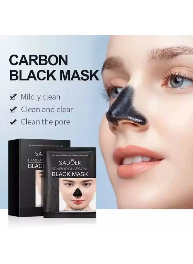 SADOER 10pcs Bamboo Charcoal Black Mask Blackhead Remover Mask Shrink Pores Oil Control Deep Cleansing Skin Care Mask Black Heads Remover Pore Cleansing Mud Nose Mask - Image 2
