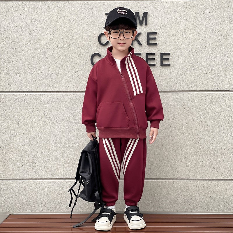 Boys' Spring Wear Suit Children'S Western Style Internet Celebrity Handsome Sweatshirt Baby Two-Piece Set - Image 2