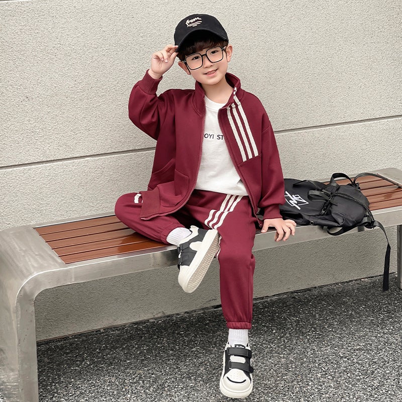 Boys' Spring Wear Suit Children'S Western Style Internet Celebrity Handsome Sweatshirt Baby Two-Piece Set - Image 4